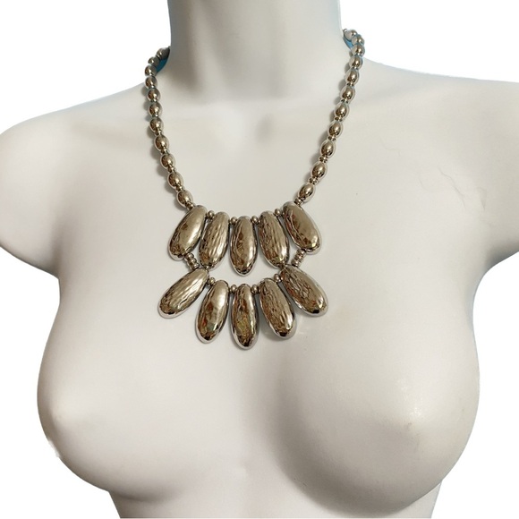 CHICO'S Silver Beads Statement Necklace - Picture 1 of 6